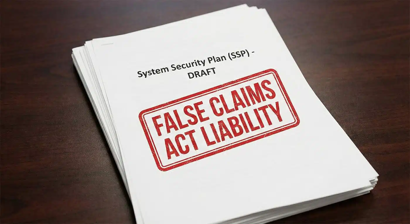 Illustration of the legal exposure created by an SPRS score that cannot be substantiated
